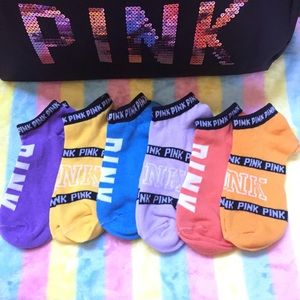6 Pairs VS Pink Ankle Socks